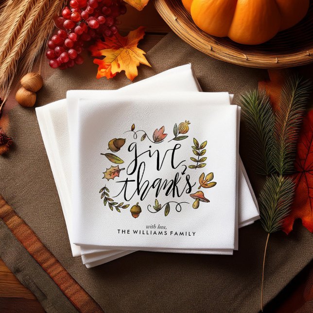 Vattenfärgning Fall Wandeans Thanksgiving Firande Pappersservett (Skapare uppladdad)