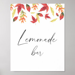 Vattenfärgning fallande löv - lemonad pub poster