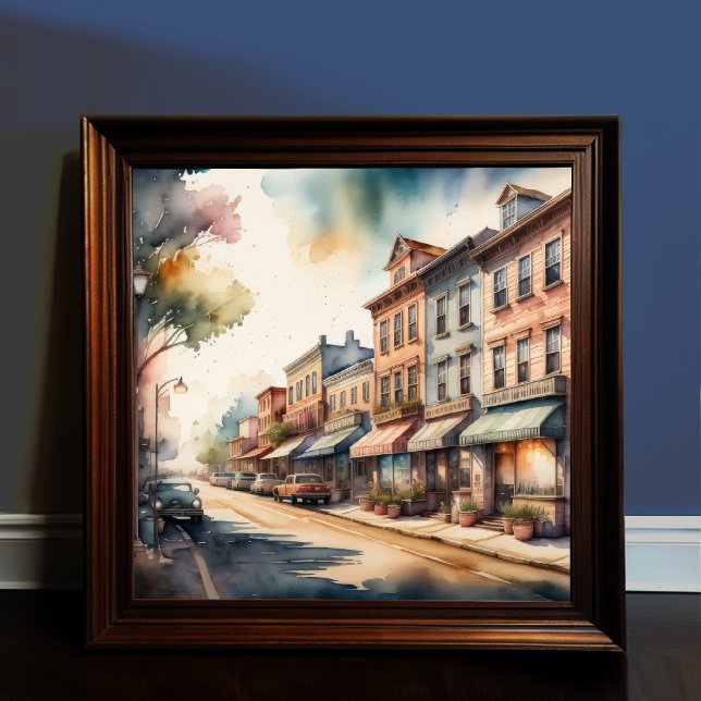 Vattenfärgning Färgmålning av Vintage Small Town S Poster (Skapare uppladdad)