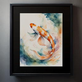 Vattenfärgning - färgning av fisk av koi poster