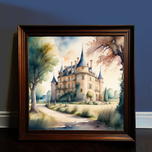 Vattenfärgning Färgning av Fransk Chateau III Poster