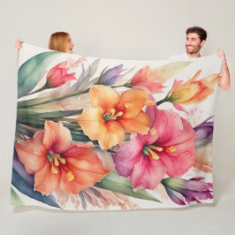 Vattenfärgning Färgning av Gladiolas Fleecefilt