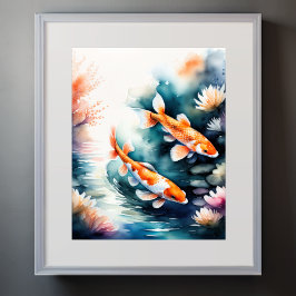 Vattenfärgning Färgning av Koi Fish II Poster