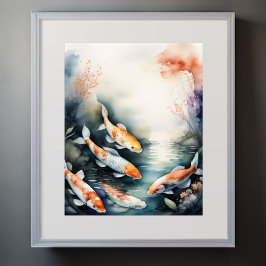 Vattenfärgning Färgning av Koi Fish IV Poster