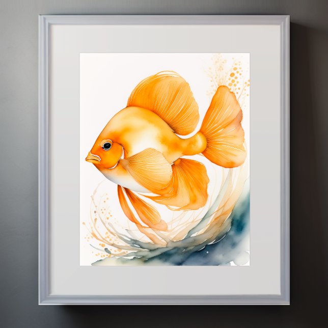 Vattenfärgning Färgning av Orange Fisk II Poster (Skapare uppladdad)