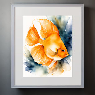 Vattenfärgning Färgning av Orange Fiskar Poster