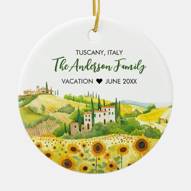 Vattenfärgning Färgning av solblommor i Toscana Julgransprydnad Keramik (Framsidan)