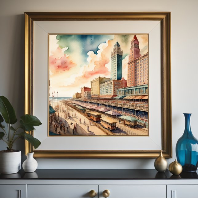 Vattenfärgning Färgning av Vintage Shoreline Board Poster (Skapare uppladdad)