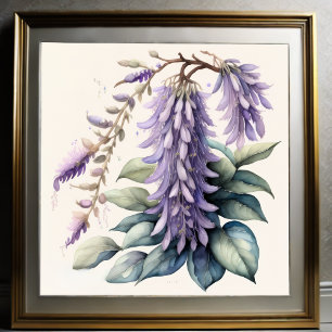 Vattenfärgning - färgning av Wisteria Poster