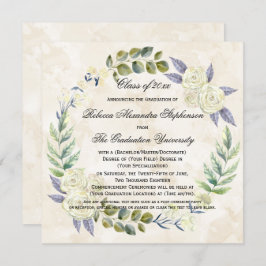 Vattenfärgning Flower WAN College Graduktion i kva Inbjudningar