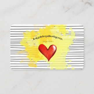 Vattenfärgning för hjärt-Gult Organic linjer snygg Visitkort