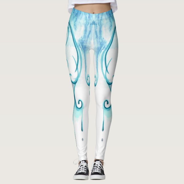 Vattenfärgning från solrosartist Premium Leggings (Framsida)
