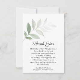 Vattenfärgning Greenery Funeral Tack You Card Kort