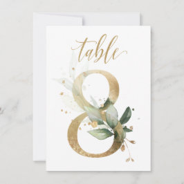 Vattenfärgning Grönt & Guld Foliage, Bordsnummer 8