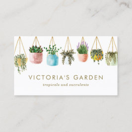 Vattenfärgning Hanging Poged Houseplantor Nursery Visitkort