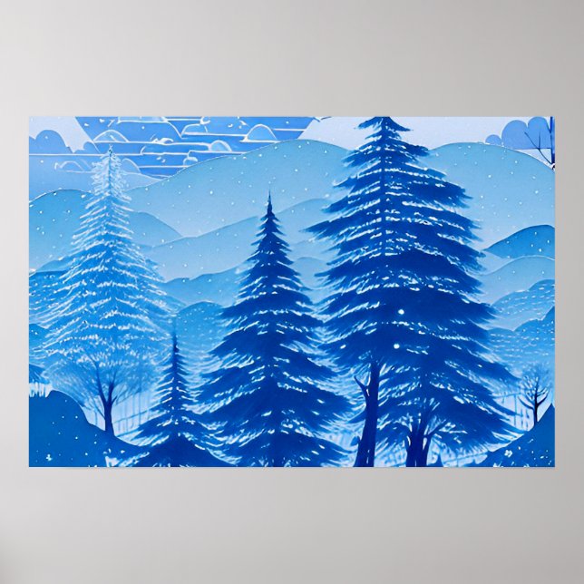 Vattenfärgning i blå pastellform lugn färg 1 poster (Framsidan)