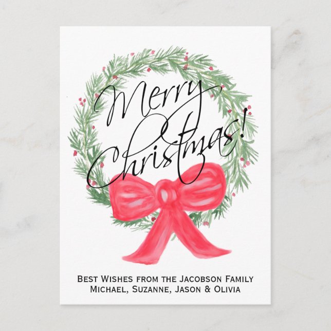 Vattenfärgning i God jul Utandning Helg Vykort (Framsida)