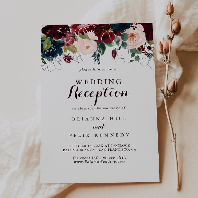 Vattenfärgning Illustrated Fall Wedding Reception Inbjudningar (Skapare uppladdad)