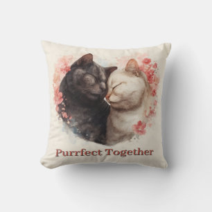 Vattenfärgning Illustration av två katter nuzzling Kudde