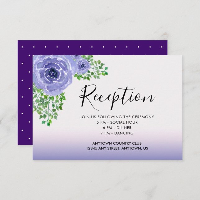 Vattenfärgning Lila blommor och energiåtervinning Inbjudningar (Fram/baksida)