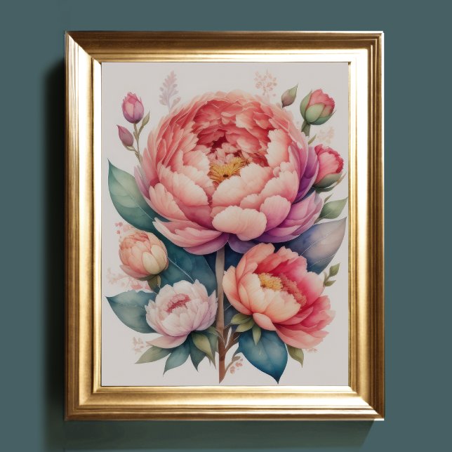 Vattenfärgning Målarfärg för Peony III Poster (Skapare uppladdad)