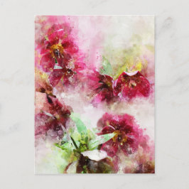 Vattenfärgning Målning av en Hellebore-blomma Vykort