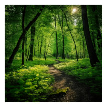 Vattenfärgning Målning av en lush Summer Forest