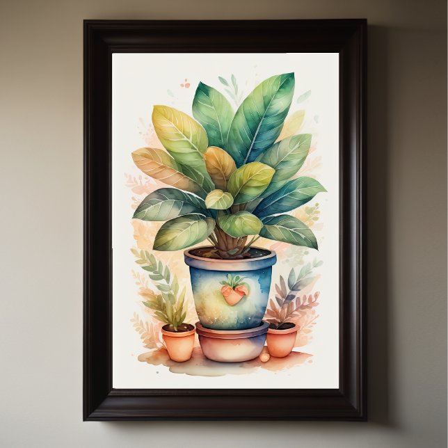 Vattenfärgning Målning av House Plant i del III Poster (Skapare uppladdad)