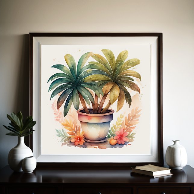 Vattenfärgning Målning av House Plant i Pot IV Poster (Skapare uppladdad)