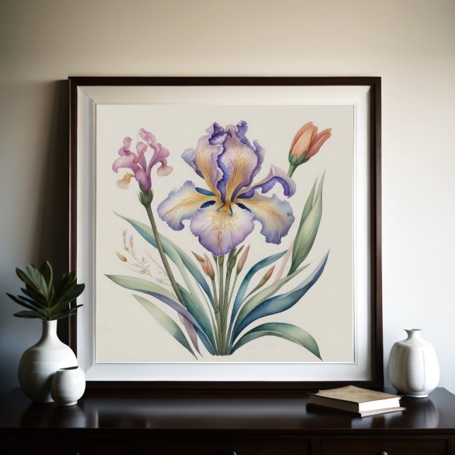 Vattenfärgning Målning av Lila Iris Poster (Skapare uppladdad)