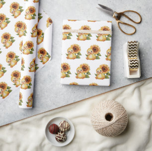Vattenfärgning med solros presentpapper