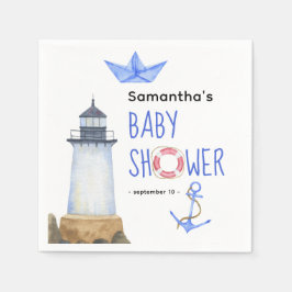 Vattenfärgning nautisk - babydusch pappersservett