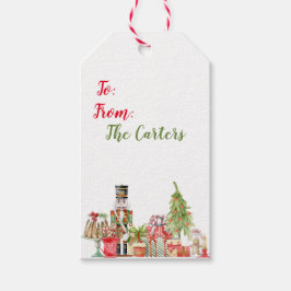 Vattenfärgning Nutcracker - Märkre för julgåva Presentetikett