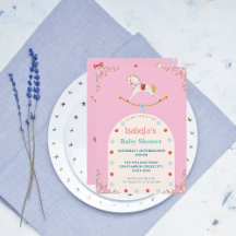 Vattenfärgning Rocking Horse Rosa Baby Shower