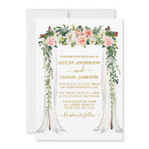 Vattenfärgning Rosa  Blommigt Bröllop Canopy