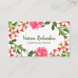 Vattenfärgning Rosa Blommor Arrangemang utandning Visitkort