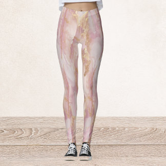 Vattenfärgning Rosa och Guld Leggings