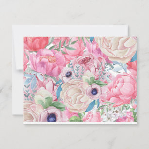 Vattenfärgning Rosa och Peonies vår sommar Anteckningskort