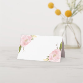 Vattenfärgning Rosa Peonies Blommigt Plackort Placeringskort