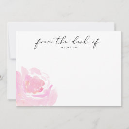 Vattenfärgning Rosa ros Calligraphy Anteckningskort