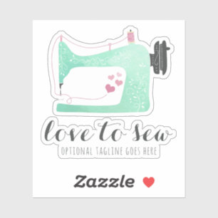 Vattenfärgning Sewing Maskin Shabby chic Namn Logo Klistermärken