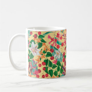 Vattenfärgning, sömlös mönster med beautifu kaffemugg