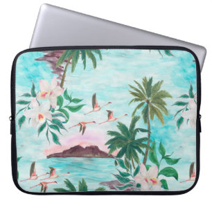 Vattenfärgning, sömlös mönster med hawaiian laptop fodral