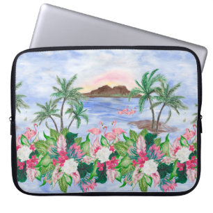 Vattenfärgning, sömlös mönster med hawaiian laptop fodral