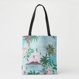 Vattenfärgning, sömlös mönster med hawaiian tygkasse