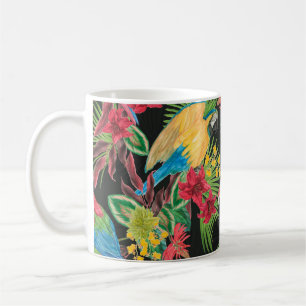 Vattenfärgning, sömlös mönster med parrop kaffemugg