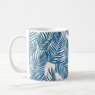 Vattenfärgning, sömlös mönster med tropisk färg kaffemugg