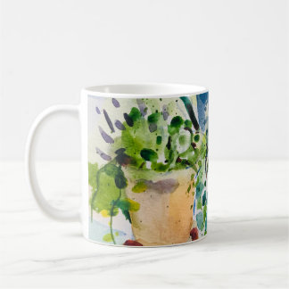 Vattenfärgning, sommarträdgård och Lawanda Kaffemugg