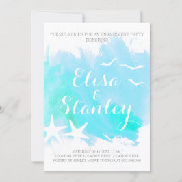 Vattenfärgning, stjärnfisk bröllop förlovningsfest inbjudningar