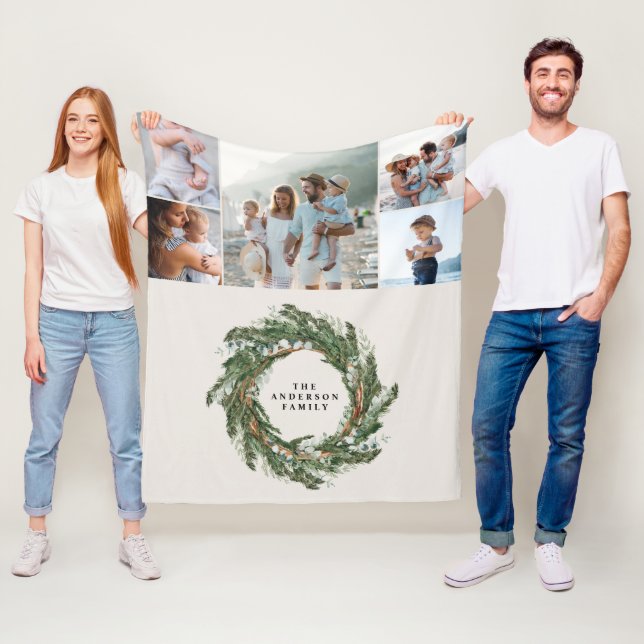 Vattenfärgning Utandning elegant 5 foto modern fam Fleecefilt (På plats)